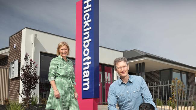 Hickinbotham Group managing director Michael Hickinbotham and sister Ruth Vagnarelli at their Clover Park display home. Picture: AAP Image/Dean Martin