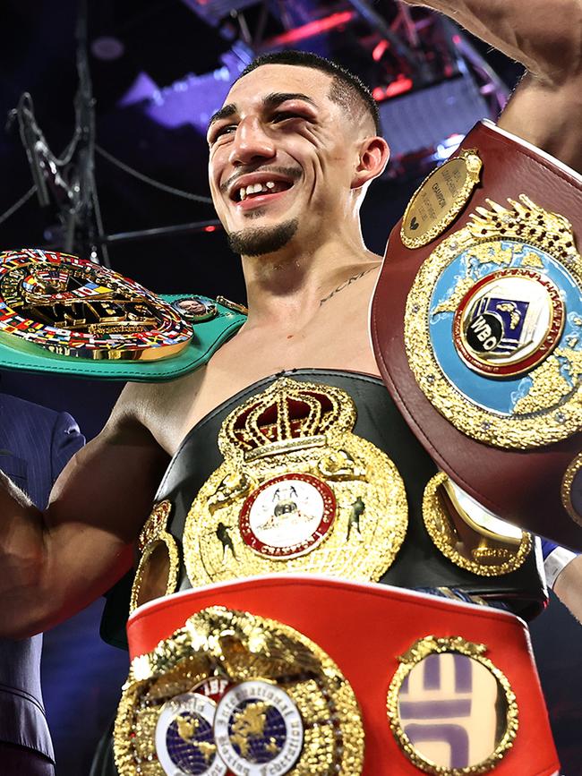 Davis then blamed Teofimo Lopez. (Photo by Mikey Williams/Top Rank via Getty Images)