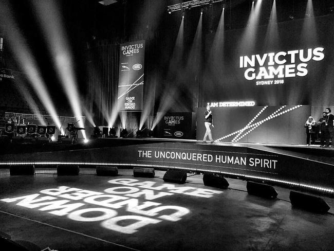 A picture from the Kensington Royal social media accounts taken by Meghan, the Duchess of Sussex, of her husband, Prince Harry, rehearsing his speech before the closing ceremony of the Invictus Games in Sydney. Picture: Instagram/Twitter, Kensington Royal