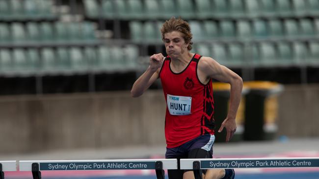 Sebastian Sultana from Schofields winning the 200m sprint final.