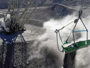 MINING MESSAGE: The R U OK? dragline bucket on display at Peabody's Coppabella mine. Picture: Peabody Energy