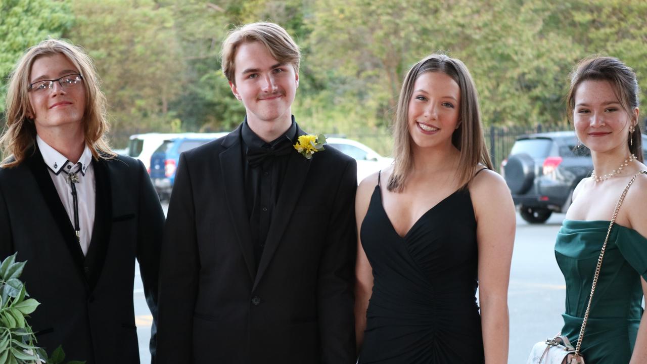 Tiler Watson, Owen Troy, Genevieve Winters and Elle Barrie at the Coolum State High School 2024 formal. Picture: Letea Cavander