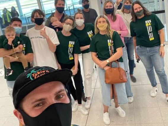 Olympic rower Alexander Hill at the airport with his family. Picture: @alexanderhill11/Instagram