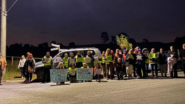 Protesters in Chirnside Park. Picture: Save the Kinley Kangas/ Lilydale Facebook page