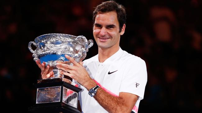 Roger Federer after winning the 2018 Australian Open.