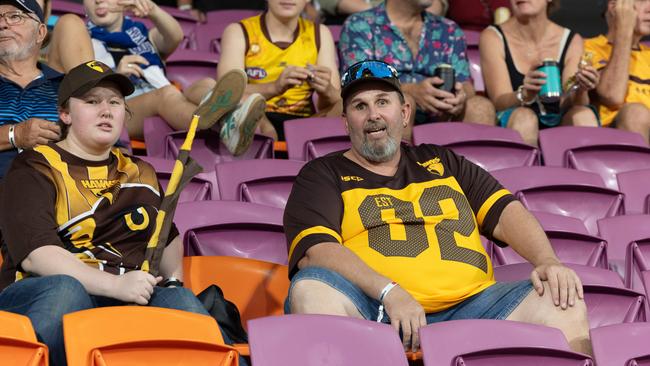 Fans at the Gold Coast Suns v Hawthorn AFL match at TIO Stadium. Picture: Pema Tamang Pakhrin