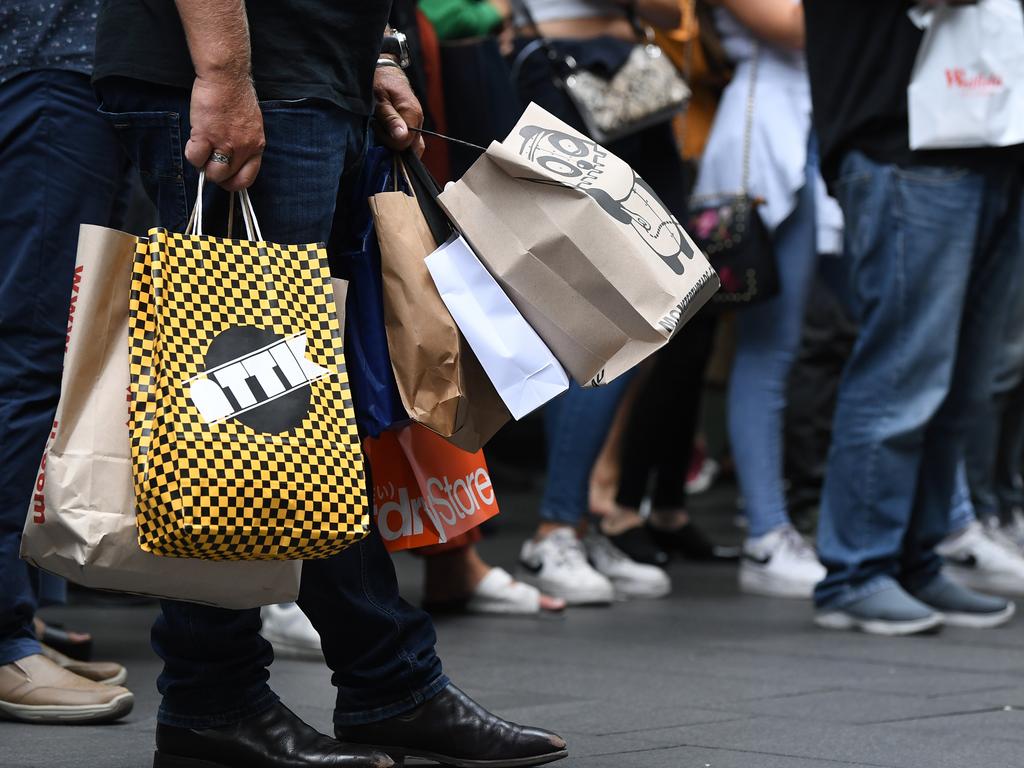 Shoppers are seen during the Christmas trade period in central Sydney. Picture: Joel Carrett/AAP