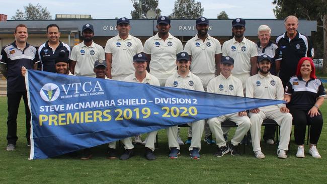 Sunshine shows off its 2019-20 VTCA Division 2 premiership. Picture: Facebook