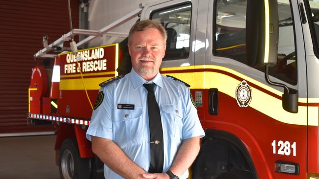 Area director Bruce Thompson with the Rural Fire Service truck. Picture: Rhylea Millar