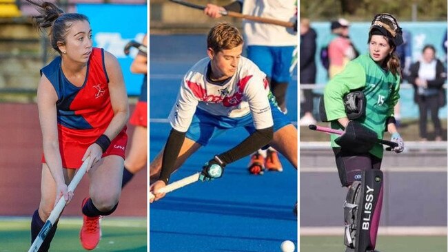 Keeley Walker, Eddie Westcott and Jordan Bliss have all been named as part of the Australian under-21 squads for this years World Junior Cup in Chile this December. Picture: Mackay Hockey