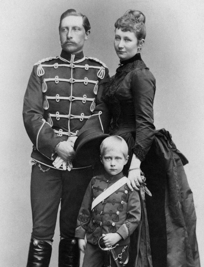 Kaiser Wilhelm II with his wife Augusta Victoria and their son Crown Prince Friedrich Wilhelm, 5, in 1887.