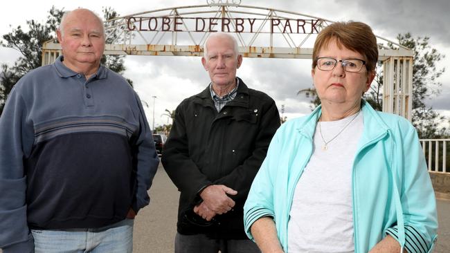 Former SA Harness Racing Club committee members (from left) Des Farrow, Bob Stanley, and Lynne Copeland resigned over a private $3.5m loan. Picture: Dean Martin