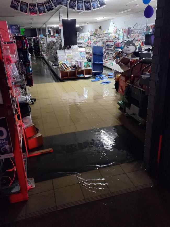 Flooding in the newsagency. Picture: Aven Stewart