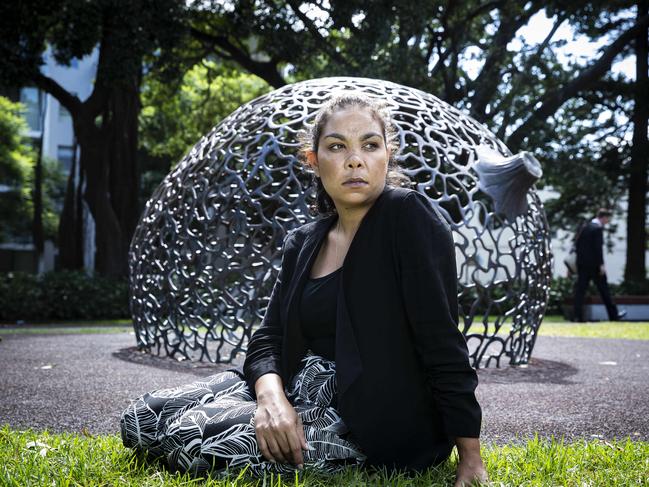 25/2/19: Angeline Penrith at Redfern Park in Sydney. Story is about ParentsNext, which forces Mums like her into doing various activities to get their money., John Feder/The Australian.