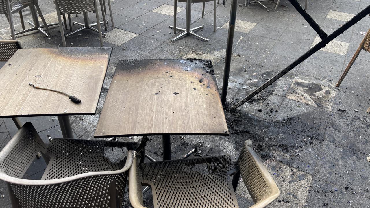 An area near Cavill Lane at Surfers Paradise was cordoned off on Friday morning as the damage was assessed. Picture: Jacklyn O’Brien.