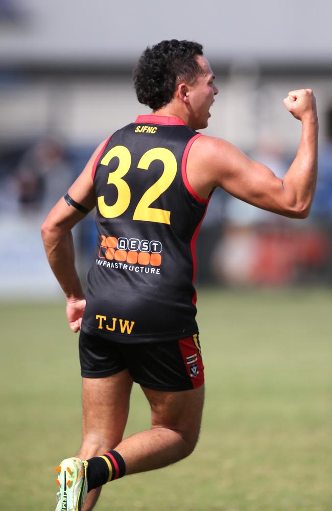 GFL: St Joseph's v North Shore. St Josephs Jordan Muhor celebrates a goal. Picture: Mike Dugdale