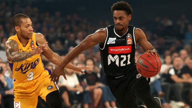 Melbourne’s Casper Ware takes on the Kings’ Jerome Randle at Hisense Arena in Melbourne. Picture: AAP