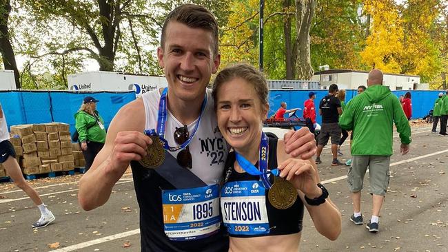 Jack Trengove and Jess Stenson after the 2022 New York Marathon. Picture: @jtren9 Instagram