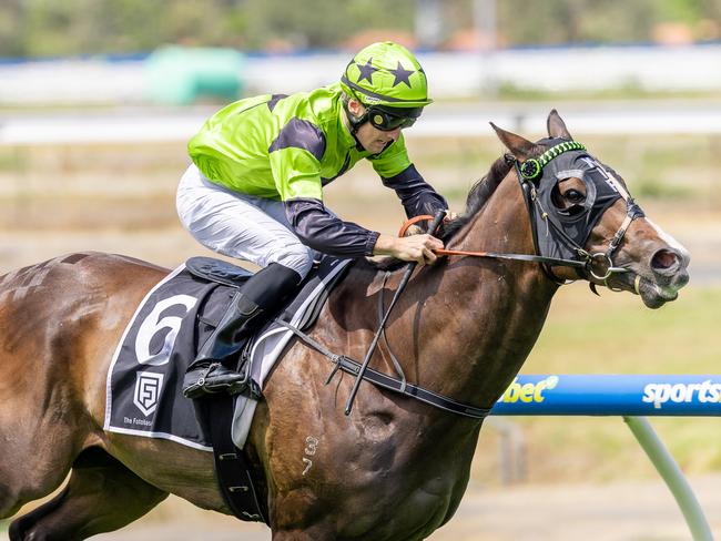 Sparkup, ridden by Ben Price, wins at Morphettville on Saturday. Picture: Makoto Kaneko