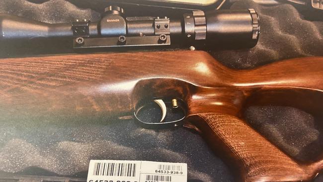The rifle found on the property of former Hells Angel Joshua Brougham. Picture: District Court