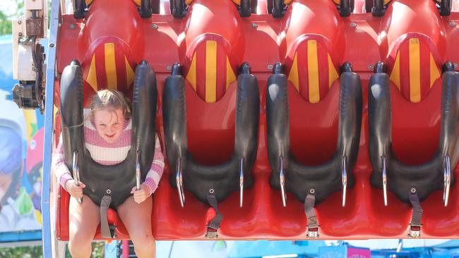 Amber Young, 11, enjoying the third and final day of the Royal Darwin Show. Picture: Glenn Campbell