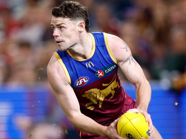 BRISBANE, AUSTRALIA - SEPTEMBER 09: Lachie Neale of the Lions in action during the 2023 AFL Second Qualifying Final match between the Brisbane Lions and the Port Adelaide Power at The Gabba on September 09, 2023 in Brisbane, Australia. (Photo by Michael Willson/AFL Photos via Getty Images)