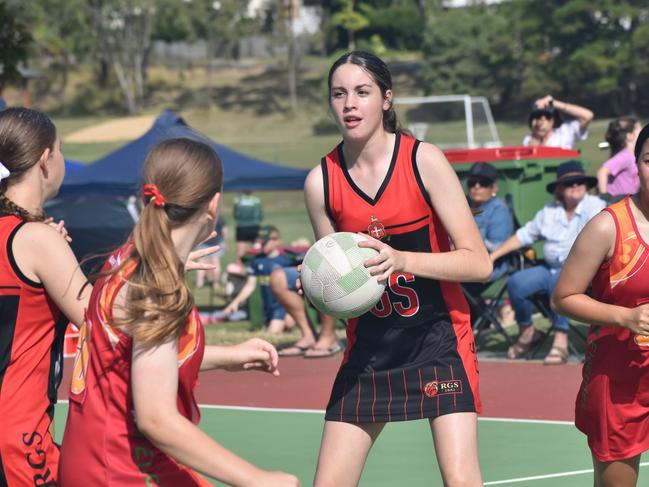 Action from Rockhampton Netball's annual Sullivan's Carnival at Jardine Park, Rockhampton, on May 24, 2025.