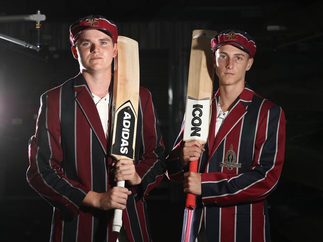 The Southport School first XI captain Jack Hocart and teammate Jack Sinfield. Picture: Jason O'Brien