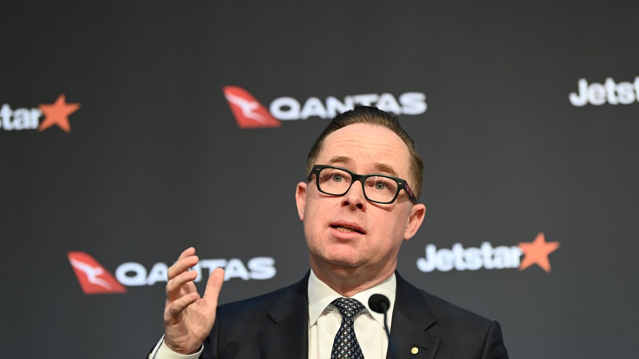 Qantas chief executive Alan Joyce announced the airline’s international plan. Picture: NCA NewsWire / Jeremy Piper