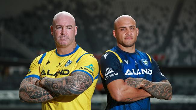 Boxer Lucas Browne spent time with the Parramatta Eels’ SG Ball and Harold Matthews sides. Picture: Justin Lloyd