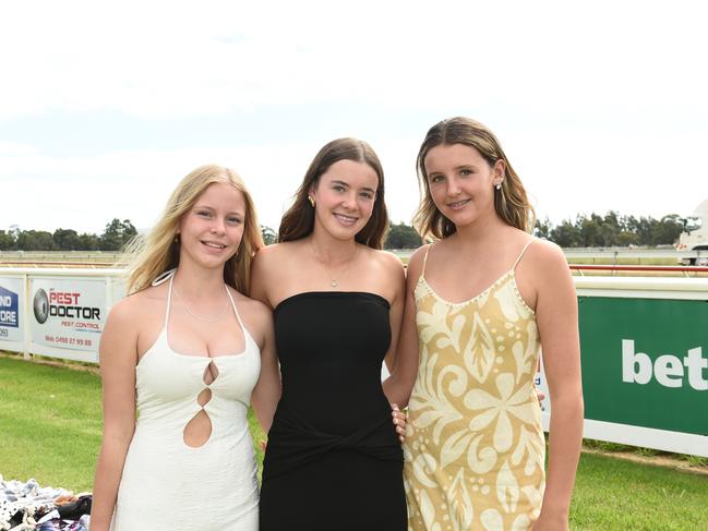 Bairnsdale Cup 2025. Ella Patrick, Ruby Mowat and Layla Richardson. Picture: David Smith
