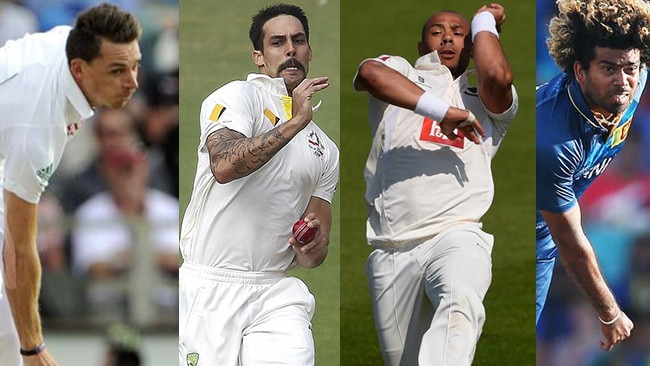 Speed demons (L-R): Dale Steyn, Mitchell Johnson, Tymal Mills and Lasith Malinga.