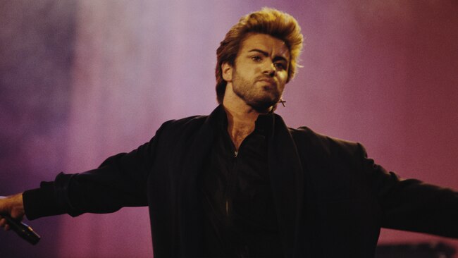 George Michael performes at an Aids awareness charity concert at Wembley Arena in London in April 1987.