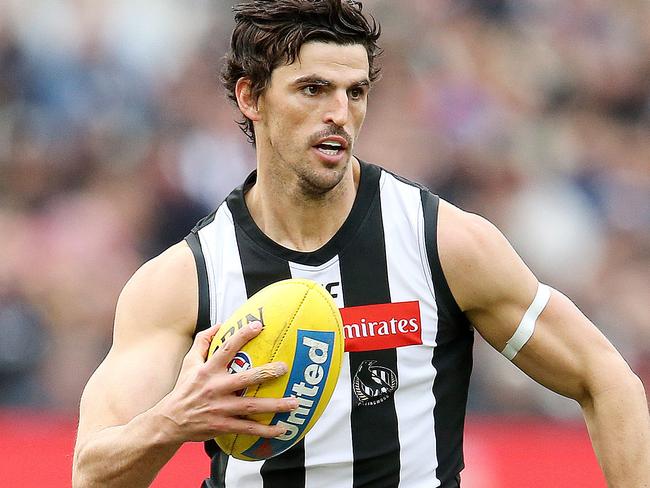 AFL Round 14. 24/06//2018. Collingwood v Carlton at the MCG.  Collingwood's Scott Pendlebury first quarter action   . Pic: Michael Klein