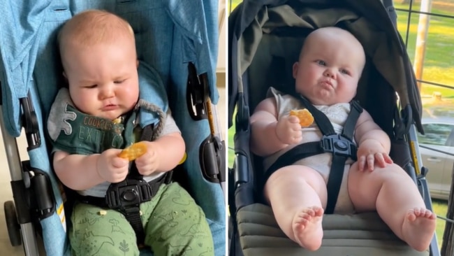 The eldest child (left) vs. her second child (right) Image: TikTok / @hanahleefiles