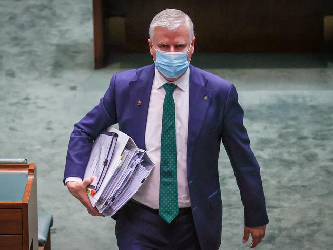 CANBERRA, AUSTRALIA - SEPTEMBER 3: Deputy Prime Minister Michael McCormack wears a mask as he leaves the House of Representatives at Parliament House on September 3, 2020 in Canberra, Australia. The federal aged care royal commission has criticised the Morrison government for failing to establish independent monitoring and reporting of aged care quality outcomes during the coronavirus pandemic.  (Photo by David Gray/Getty Images)