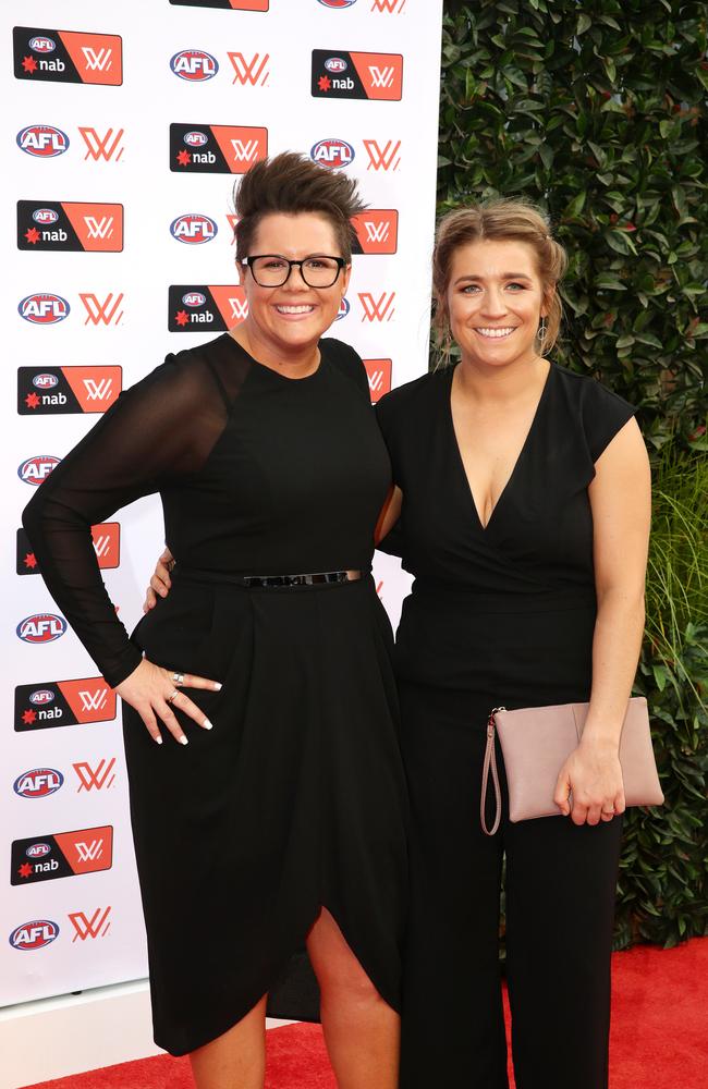 Adelaide coach Bec Goddard and Lydia Stevens. Picture: Andrew Tauber