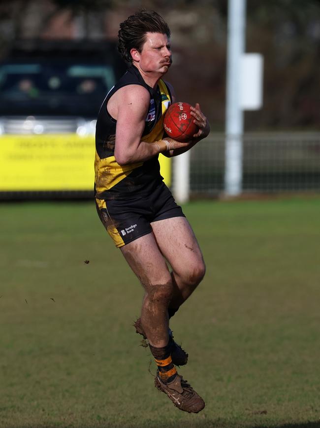 Lukas Fellows in action for Lancefield. Picture: Hamish Blair