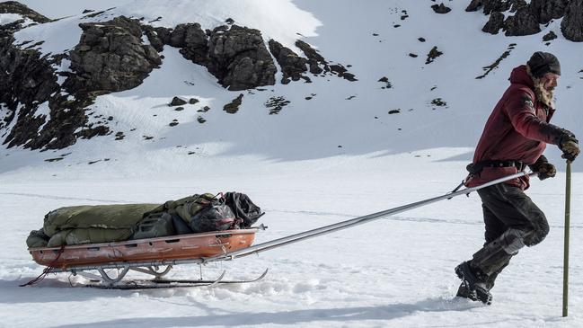 Mads Mikkelsen in a scene from "Arctic." (Helen Sloan/Bleecker Street via AP)