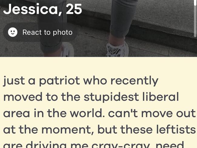A screenshot of a dating profile some think is attempting to entice Capitol insurrectionists to tell on themselves.