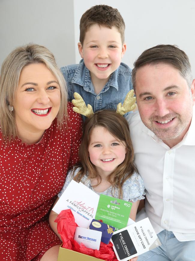 Geelong Advertiser General Manager Scott Bennett with wife Jess and children Henry, 7 and Sadie, 5. Picture: Peter Ristevski