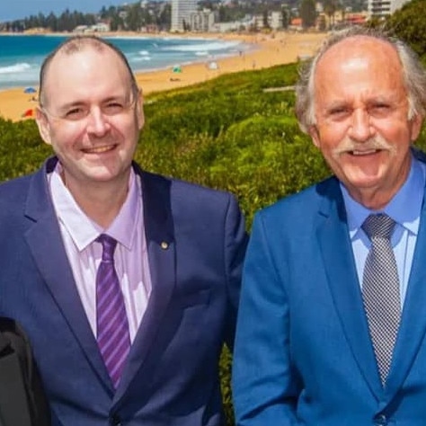 Northern Beaches Councillor Vincent De Luca (left) with his running mate in Narrabeen ward, Bob Giltinan. Picture: Supplied