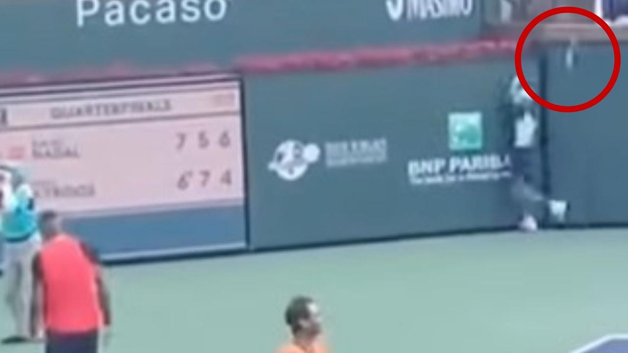 Nick Kyrgios' racquet almost hit the ballkid. Photo: Twitter