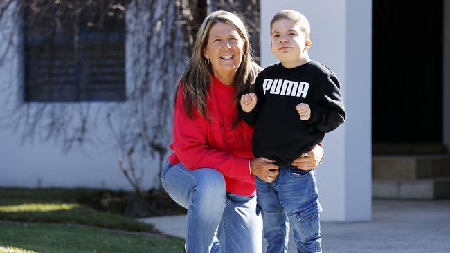 Jo Freeman with her nine-year-old son Cooper who suffers from a rare form of epilepsy. Picture: Tim Hunter