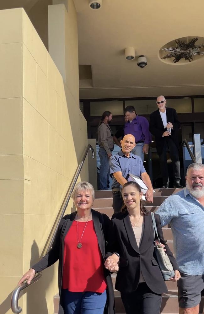 Supporters of Jessica Blinda Hanbury nee Polsoni leaving Mackay Magistrates Court on Thursday, August 15, 2024. Picture: Zoe Devenport