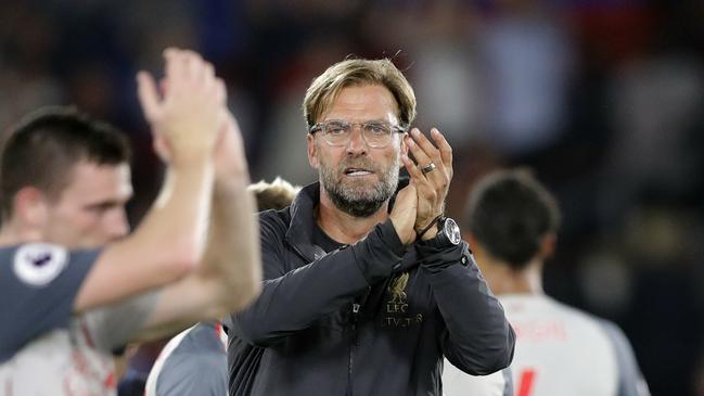 Liverpool's manager Jurgen Klopp applauds supporters. Photo: AP
