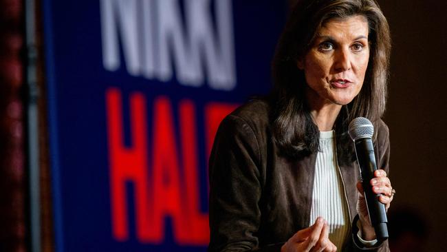 Republican presidential candidate Nikki Haley speaks during a campaign rally in Spartanburg, South Carolina. (Photo by Brandon Bell / GETTY IMAGES NORTH AMERICA / Getty Images via AFP)