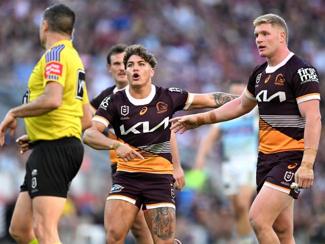 The moment that landed Reece Walsh in trouble. Picture: NRL Photos