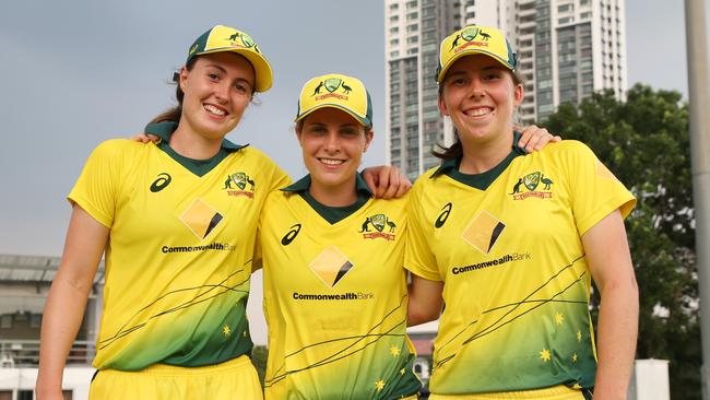 Georgia Wareham (right) shares a house with  Tayla Vlaeminck (left) and Sophie Molineux (middle).