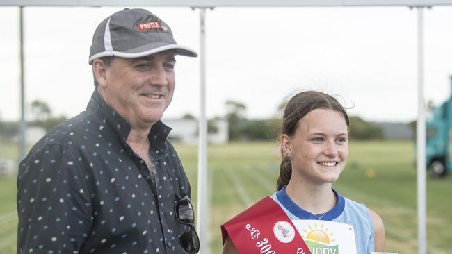 Adelaide Bailey wins the 300m final. Postle Gift in Pittsworth. Saturday, December 10, 2022. Picture: Nev Madsen.